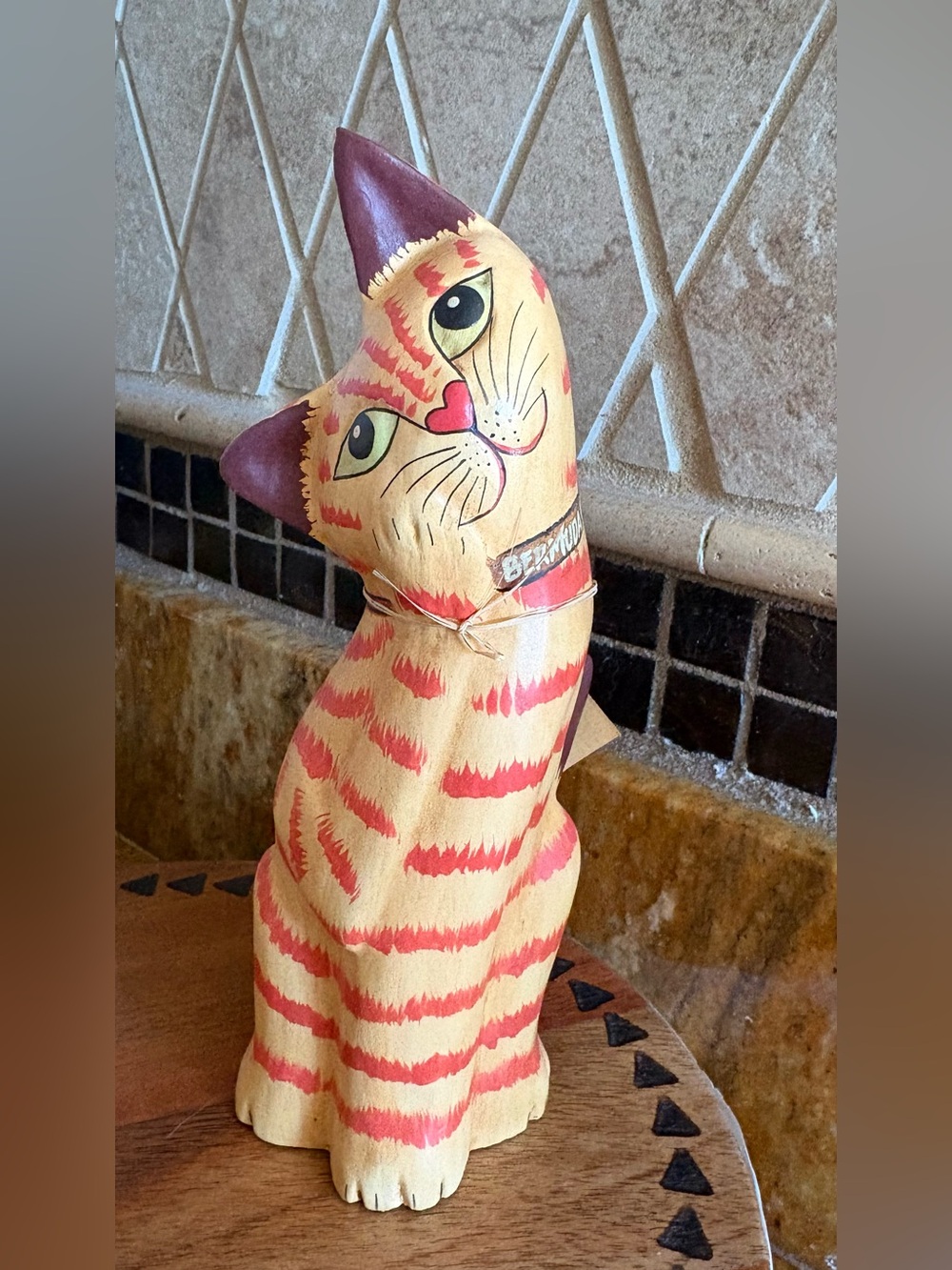 Hand-Painted Orange Tabby Cat Figurine - Decorative Pet Accent
